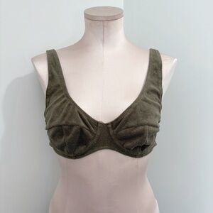 🌷SALE Myra Swim Siegil Terry Bikini Top Size Medium Olive Green Textured Underwi
